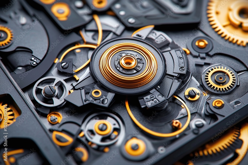 Poster close up of mechanical gears and cogs.