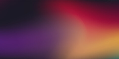 Glowing purple red yellow orange black abstract color gradient banner poster cover design, dark grainy texture, copy space