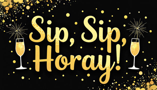 Sip, Sip, Horay! Gold Champagne Celebration Design
