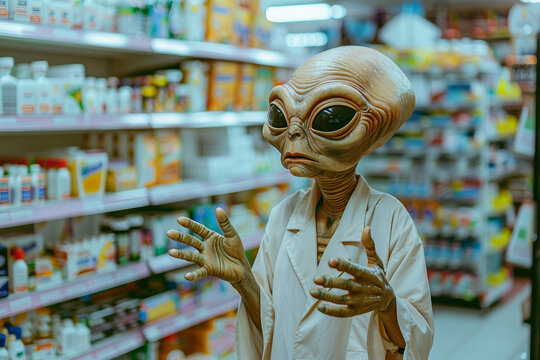 Image of extraterrestrial alien invading earth generative AI