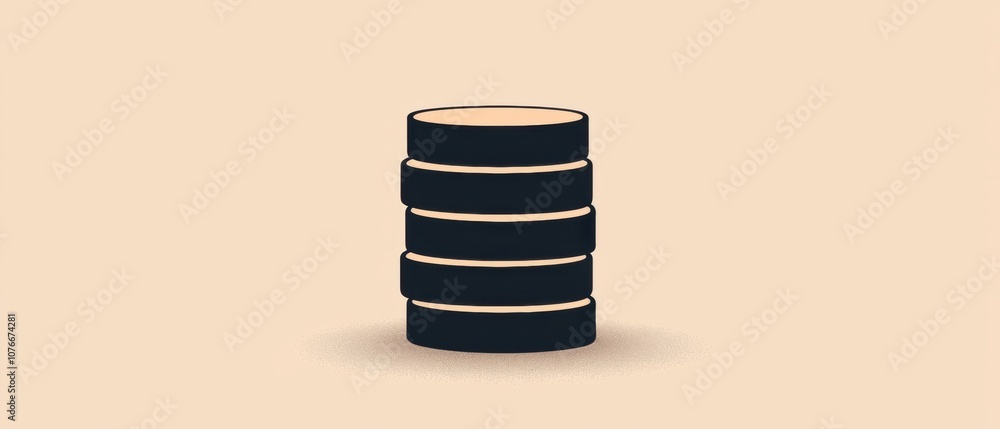 Poster A stack of black disks with a white background