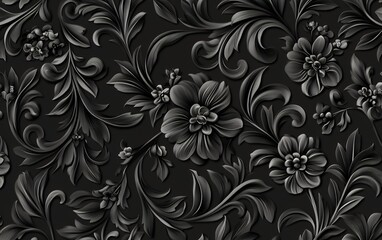 Dark seamless floral pattern, ai generative illustration