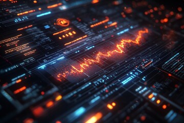 Obraz premium Vibrant data patterns and graph fluctuations on a futuristic digital interface
