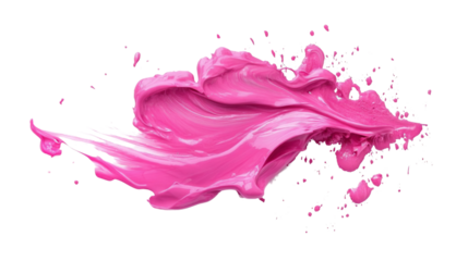Pink color stroke of paint transparent background