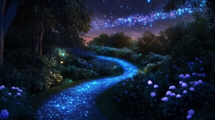 Obraz premium a lush green garden at midnight