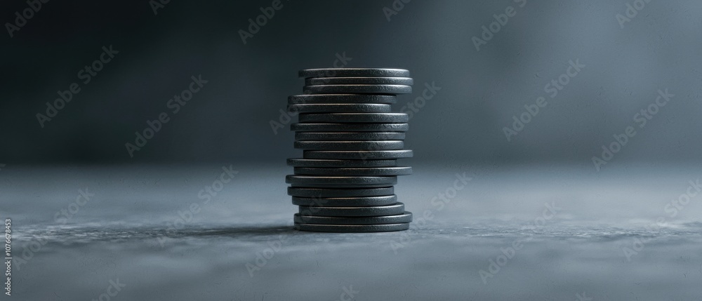 Poster a stack of coins on a table