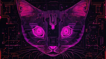 Obraz premium Cyberpunk-inspired pattern with neon lights, dark metallic surfaces, and textured gradients, evoking the feel of a futuristic cityscape at night