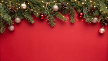 red christmas background with Christmas decorations