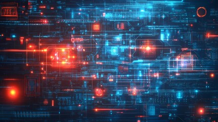 Obraz premium Vibrant cyberpunk texture with glowing digital lines, metallic reflections, and shadowy details for an edgy, sci-fi-inspired background