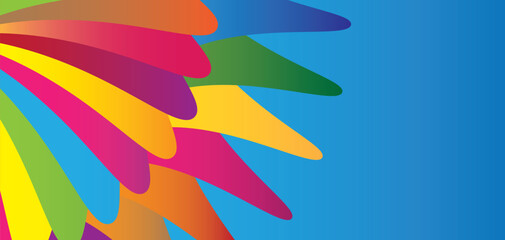 Abstract background, with elements associated with multi-colored wings or flower petals, vibrant design with copy space