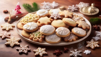 Fototapeta premium Cookies with Christmas decorations added