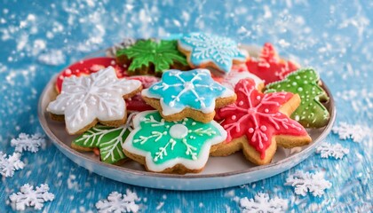 Naklejka premium Cookies with Christmas decorations added