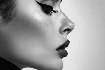 Generative AI Portrait of a Beautiful Woman in Retro Noir Style with Elegant Glamorous Look
