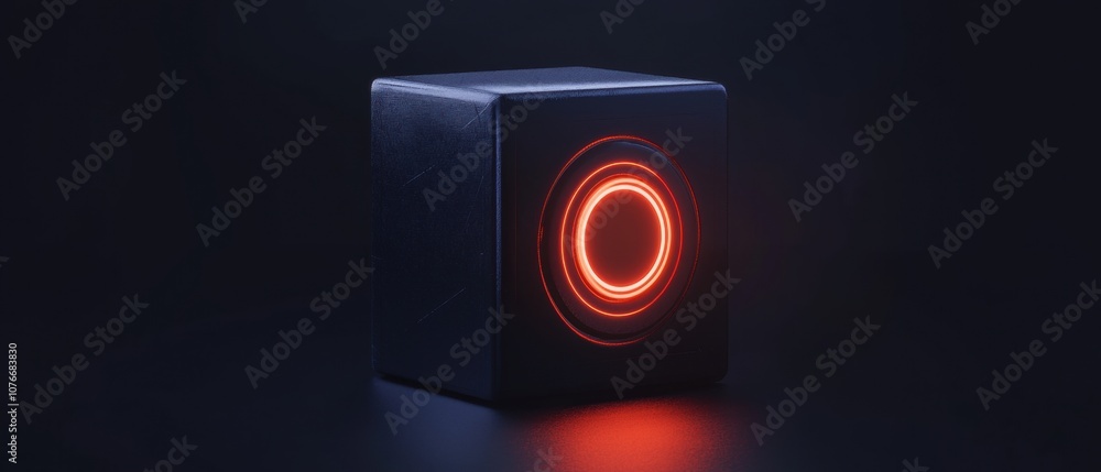 Poster a cube with a red glowing circle on it