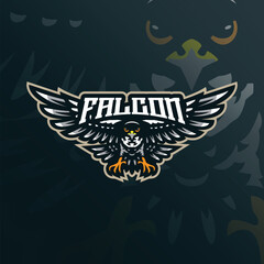 Falcon mascot logo design with modern illustration concept style for badge, emblem and t shirt printing. Falcon birds illustration for sport team.