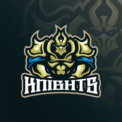 Knight mascot logo design with modern illustration concept style for badge, emblem and t shirt printing. Knight illustration for sport and esport team.