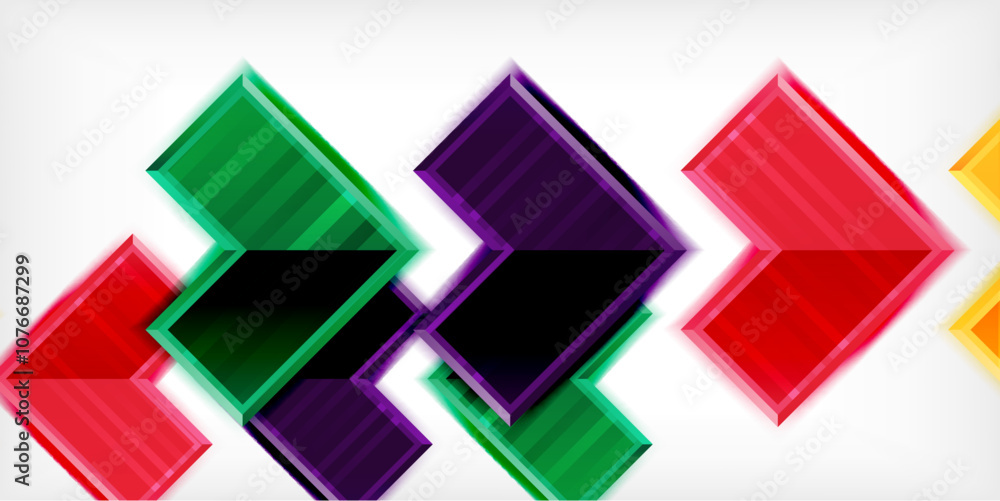Poster Arrow symbols created with 3d effects and line texture geometric abstract background