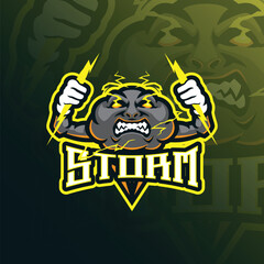 Storm mascot logo design with modern illustration concept style for badge, emblem and t shirt printing. Angry storm illustration for sport team.