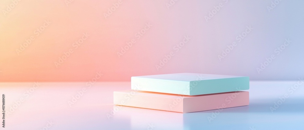Poster two square blocks of different colors are placed on a white background
