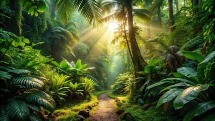 Rainforest Adventure: A Serene Journey Through Lush Greenery and Vibrant Flora