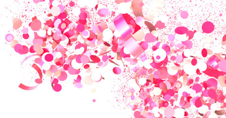 Pink and white confetti celebration