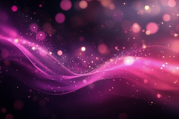 Fototapeta premium Abstract waves of pink and purple light swirl through a dark background creating a dreamy atmosphere