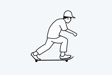 Fototapeta premium Man skateboarding drawing cartoon black.