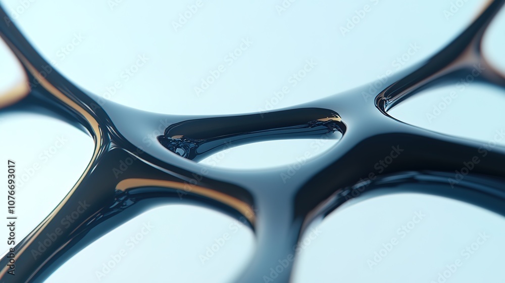 Fototapete abstract close-up of a glossy organic structure showcasing intertwined shapes and smooth surfaces, e