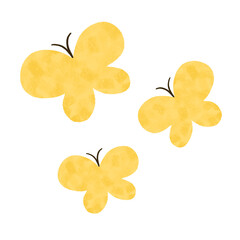 手描き　3頭の黄色いちょうちょのイラスト