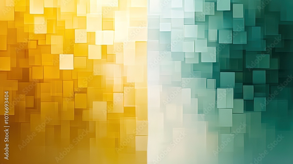 Poster abstract geometric pattern with soft color transitions in yellow and teal, ideal for backgrounds, te