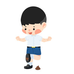 boy foot stepped on dog shit