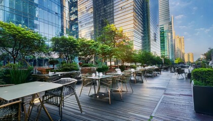 Fototapeta premium The terrace cafe is a great place to unwind after a busy day. 