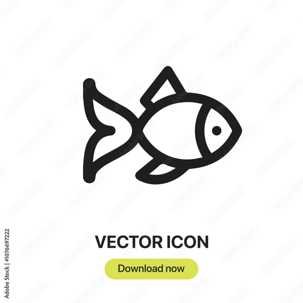 Poster fish icon vector. linear-style sign for mobile concept and web design. fish symbol illustration. pix