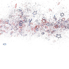 Naklejka premium Confetti - A blue glitter confetti border with red and blue Confetti on white