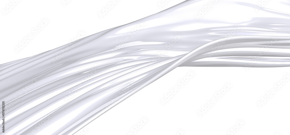 Poster A white fabric draped and flowing in a soft, abstract form. The texture and folds of the material are highlighted by the subtle interplay of light and shadow.