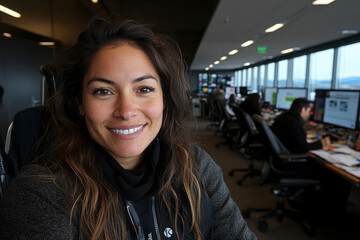 Close-up of a professional in a wheelchair, surrounded by colleagues in a modern office, highlighting accessibility