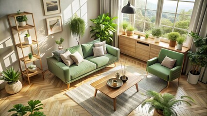 Scandinavian Serenity: Modern Mint Sofa and Cozy Home Decor for Tranquil Living Spaces