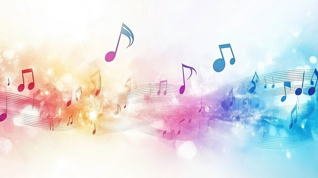 Watercolor illustration of musical notes