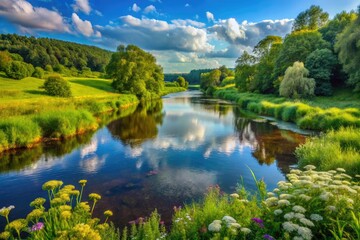 Scenic Bug River Landscape: Nature, Serenity, and Biodiversity in Poland