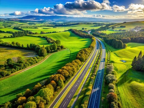 Scenic View of State Highway 1C Through Hamilton, New Zealand with Lush Greenery and Open Sky