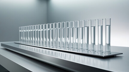 Obraz premium row of test tubes filled with liquid