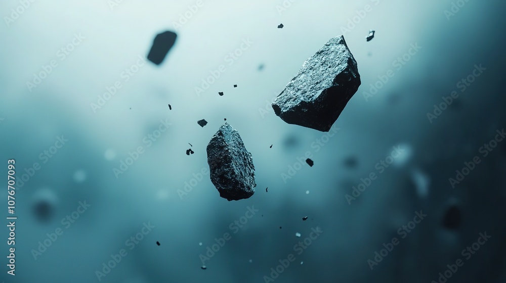 Aufkleber abstract composition of floating rocks in ethereal atmosphere with soft lighting effects for creativ