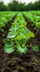 Obraz premium Radish plants in a field.