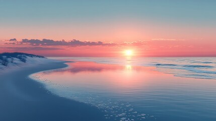 Fototapeta premium Peaceful Sunset Over a Sandy Beach