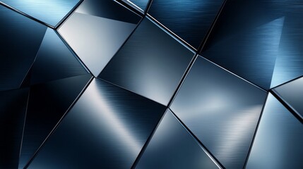 Abstract metallic surface with geometric shapes reflecting light in a modern aesthetic design