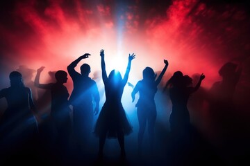 Fototapeta premium People dancing silhouette nightlife nightclub.