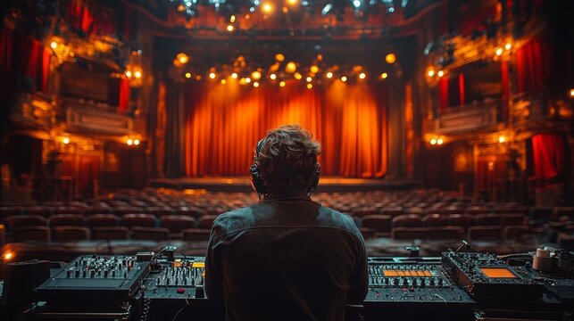 Sound engineer prepares for show.