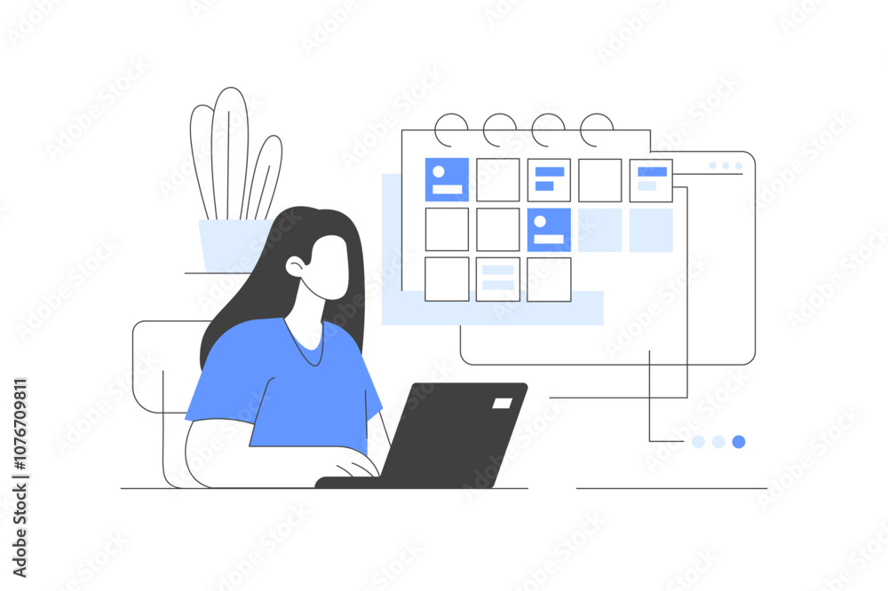 Poster working schedule calendar project task management guide. organizing and planning time job efficiency