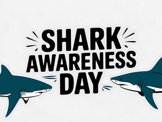 Two Sharks Facing Each Other with "Shark Awareness Day" Text