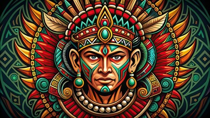 Dayak Tribe Mascot Logo Design with Cultural Elements and Copy Space for Branding